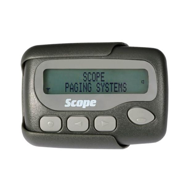 GEO Scribe, 40 char text pager, tone/vibrate. With bungee, holster, battery & pager pocket